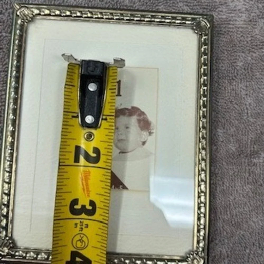 Vintage Ornate Metal Picture Frame 4x5 Pewter Tone Small Tabletop Photo Frame
